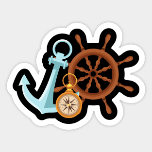 Love Fishing and Sealing Anchor Rudder And Compass Sticker